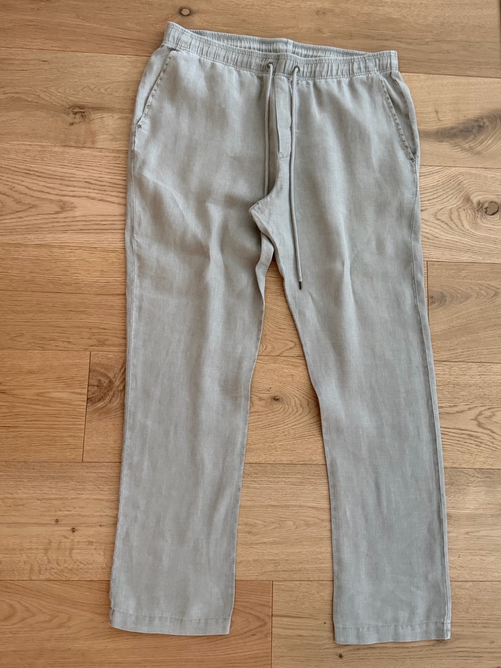 Mens JAMES PERSE Straight-Leg Garment-Dyed Linen Drawstring Trousers